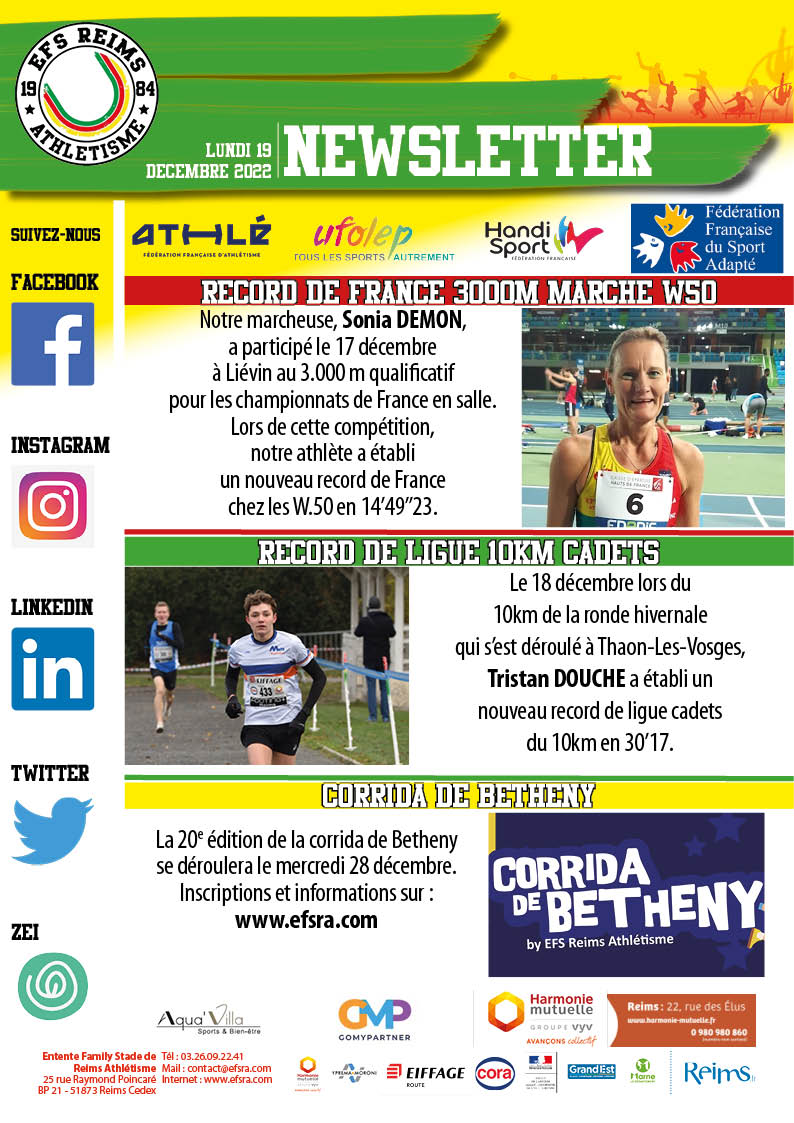 Newsletter du 19 décembre 2022