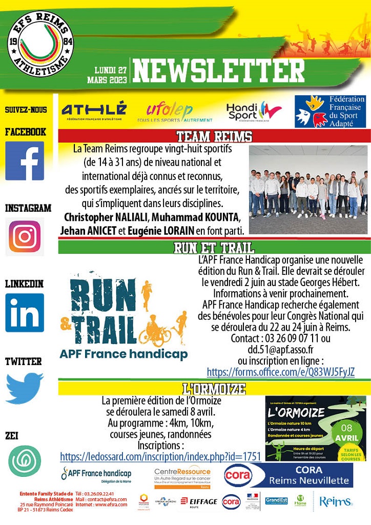 Newsletter du 27 mars 2023