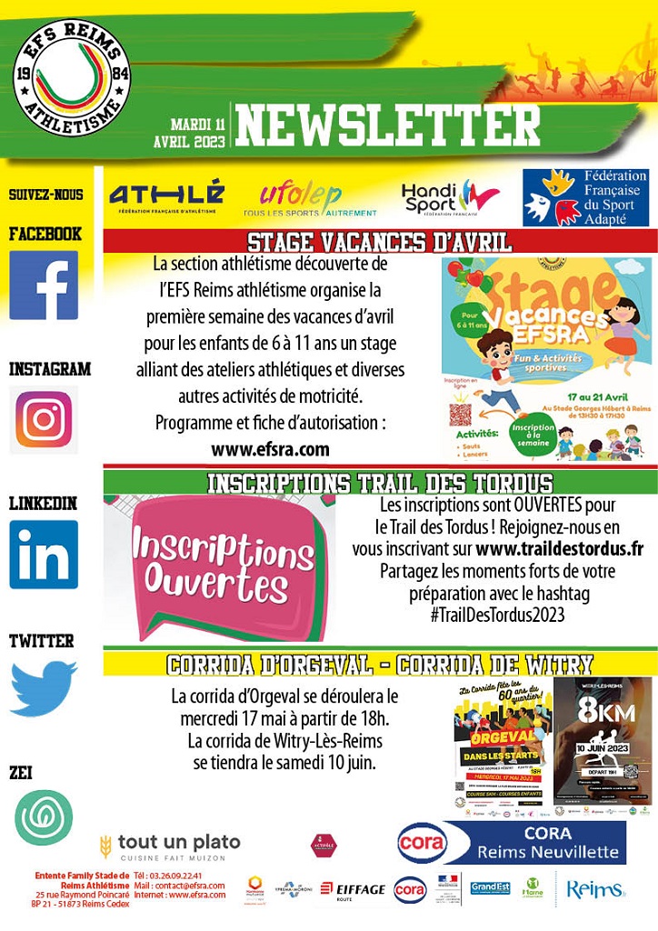 Newsletter du 11 avril 2023