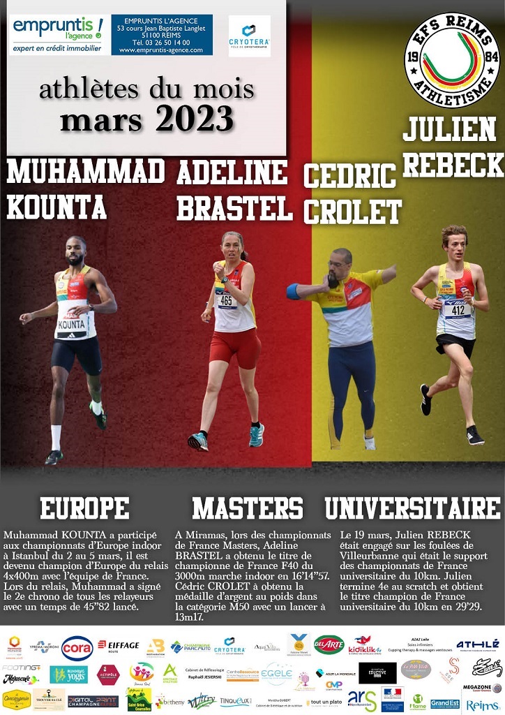 Athlètes du mois de mars 2023