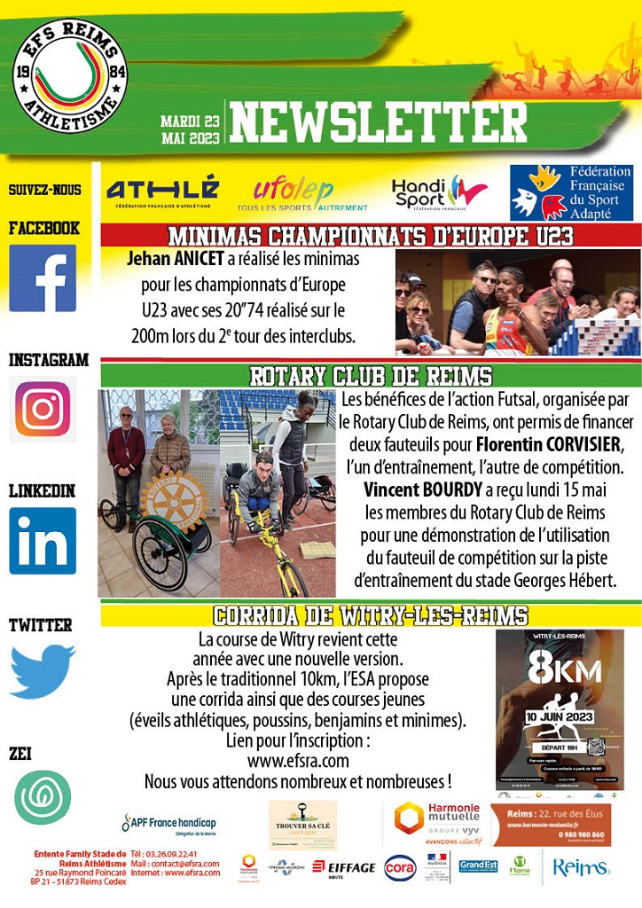 Newsletter du 23 mai 2023