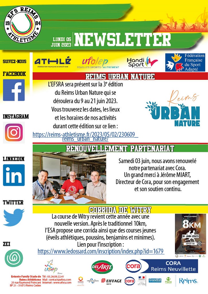 Newsletter du 05 juin 2023