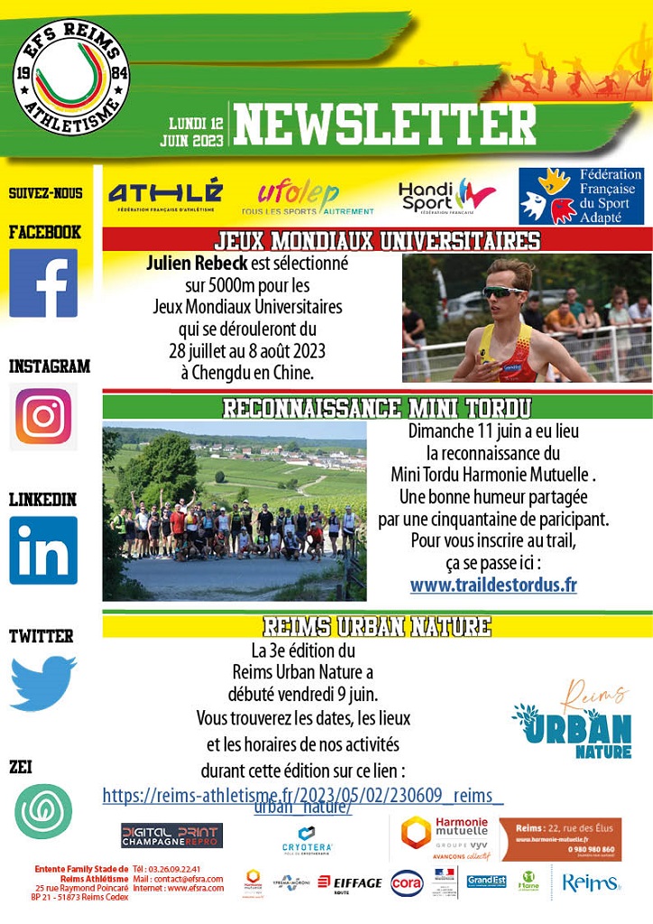 Newsletter du 12 juin 2023