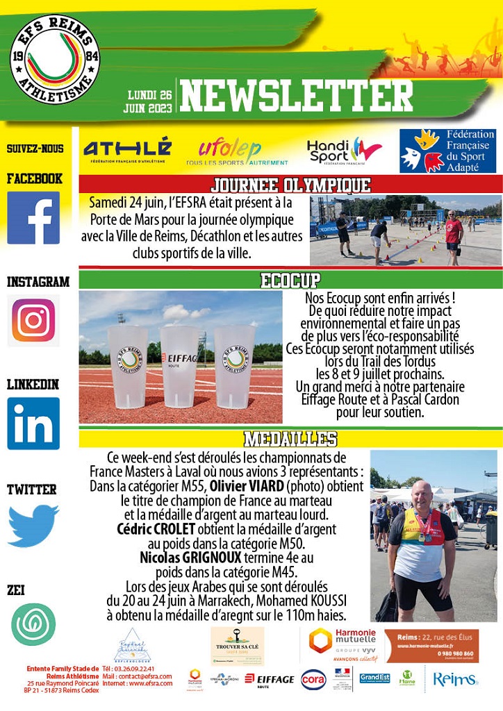 Newsletter du 26 juin 2023