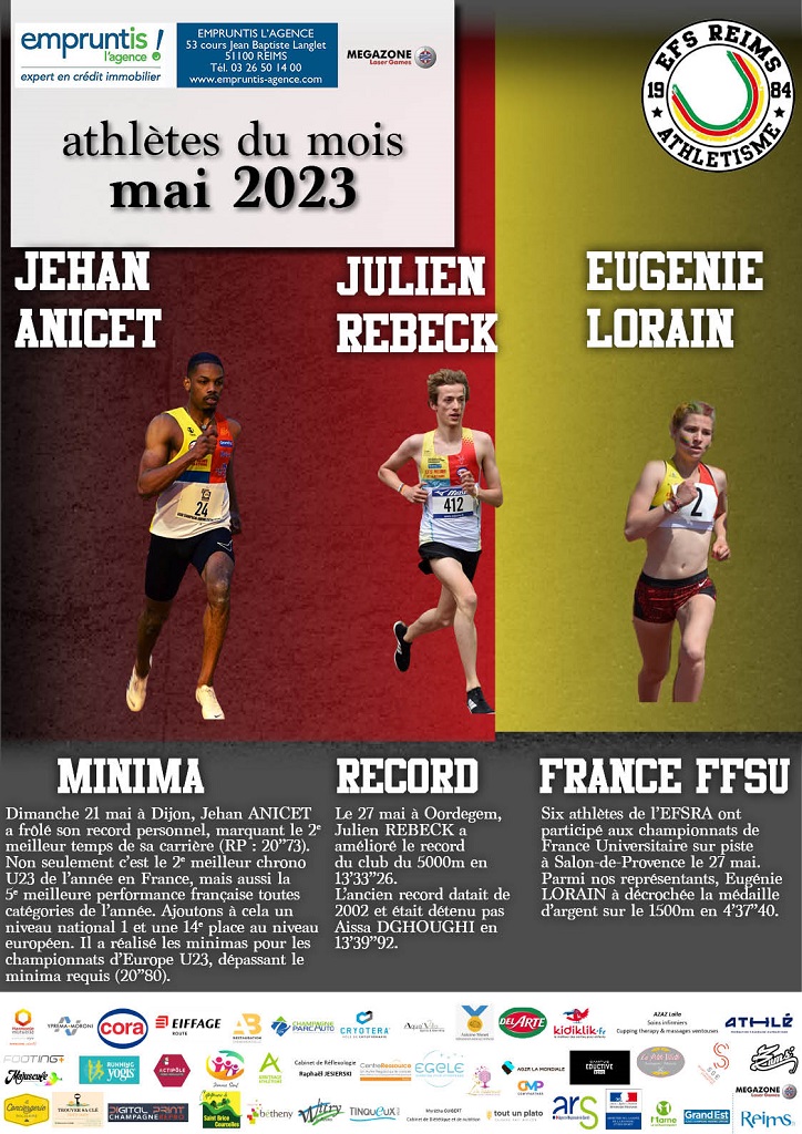Athlètes du mois de mai 2023
